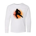 thumbnail image 1 of Inktastic Ice Hockey Silhouette Long Sleeve Youth T-Shirt, 1 of 5