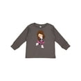 thumbnail image 1 of Inktastic Ice Skating Girl, Cute Girl, Brown Hair, Scarf Girls Long Sleeve Toddler T-Shirt, 1 of 5