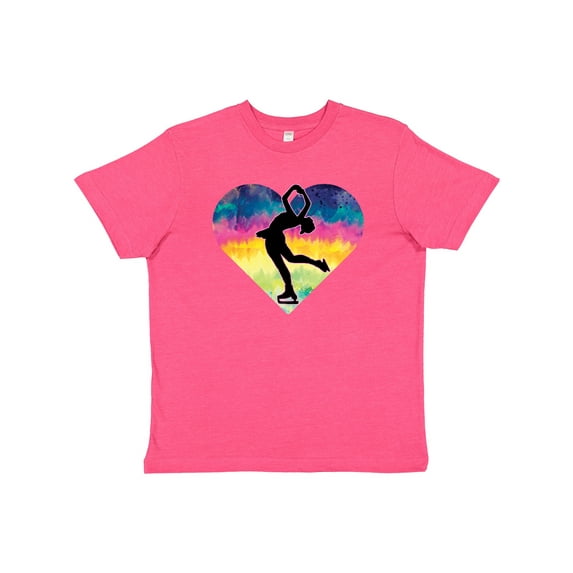 Inktastic Ice Skating Watercolor Heart Girls Youth T-Shirt