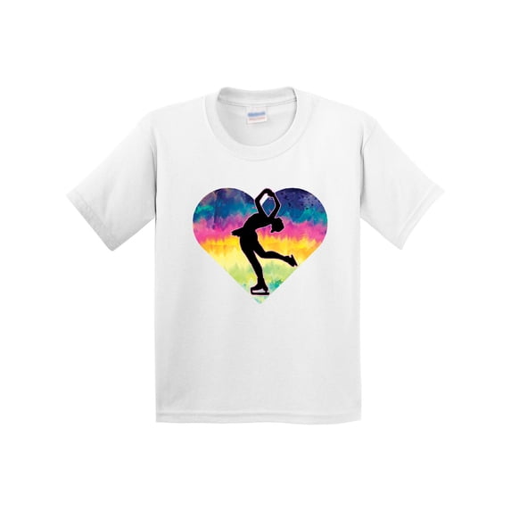 Inktastic Ice Skating Watercolor Heart Girls Youth T-Shirt
