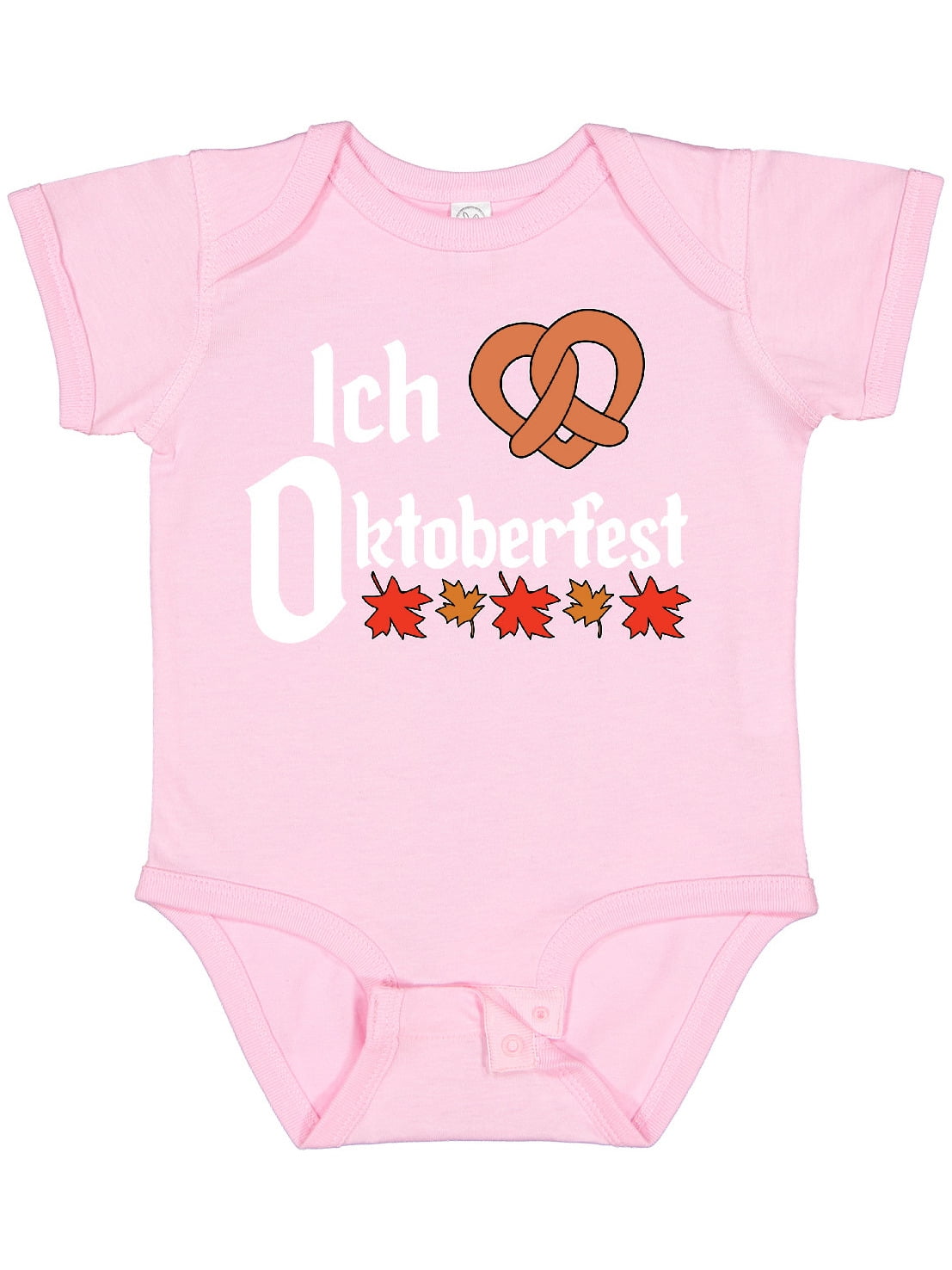 Oktoberfest Pretzel Heart Baby Bodysuit - Ich Liebe I Love German Festival Onesie Outfit