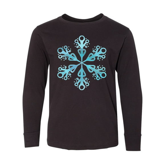 Inktastic Icy Blue Winter Snowflake Long Sleeve Youth T-Shirt
