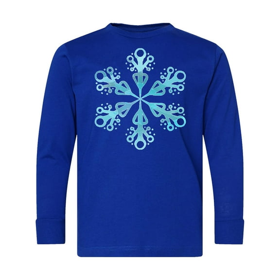 Inktastic Icy Blue Winter Snowflake Long Sleeve Youth T-Shirt