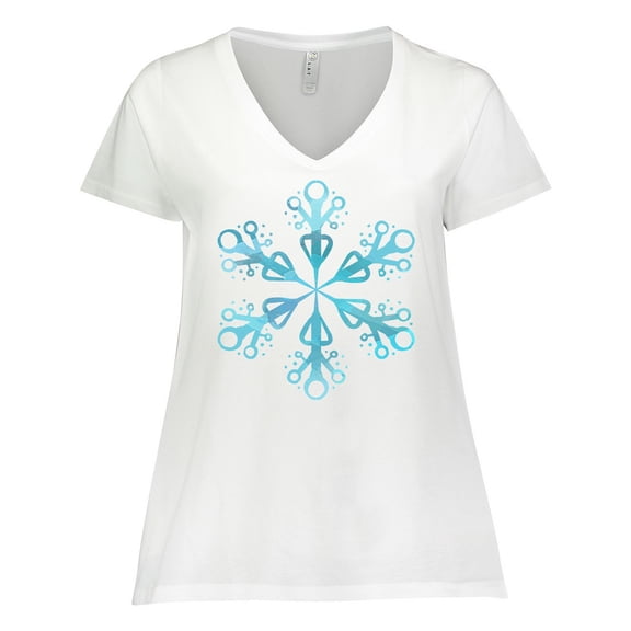 Inktastic Icy Blue Winter Snowflake Women's Plus Size V-Neck T-Shirt