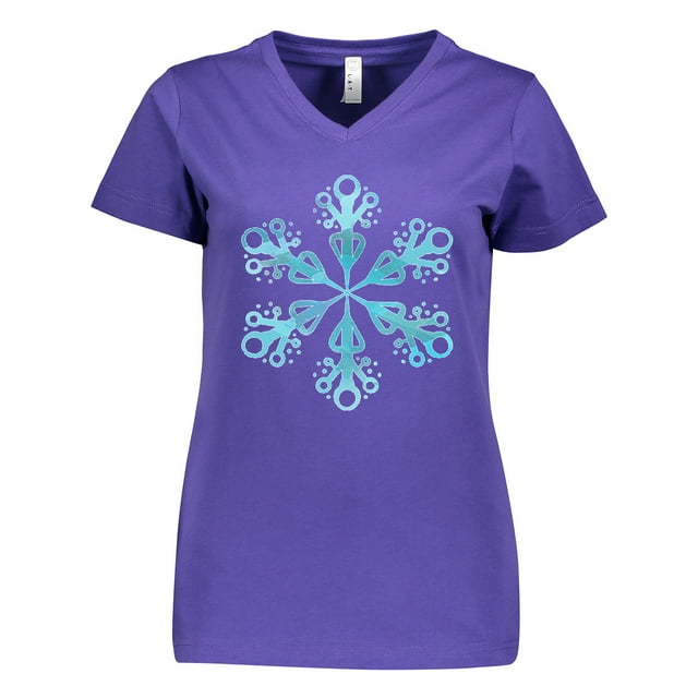 Inktastic Icy Blue Winter Snowflake Women's V-Neck T-Shirt