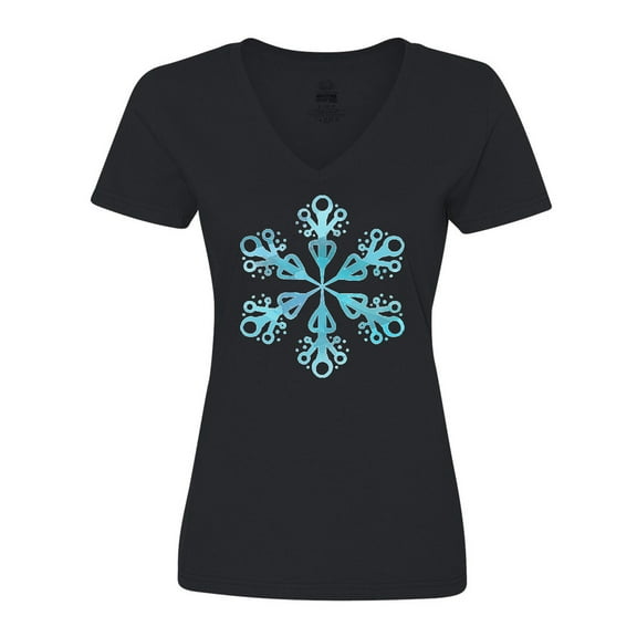 Inktastic Icy Blue Winter Snowflake Women's V-Neck T-Shirt