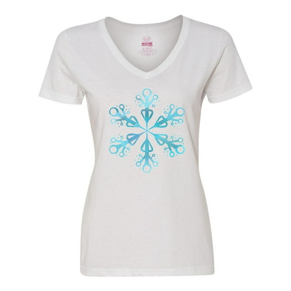 Inktastic Icy Blue Winter Snowflake Women's V-Neck T-Shirt
