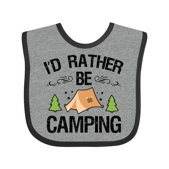 Inktastic Id Rather Be Camping with Tent Trees and Stars Boys or Girls Baby Bib