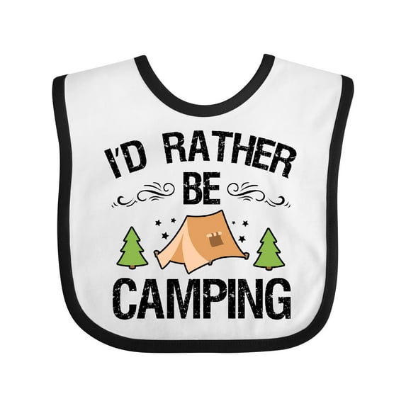 Inktastic Id Rather Be Camping with Tent Trees and Stars Boys or Girls Baby Bib