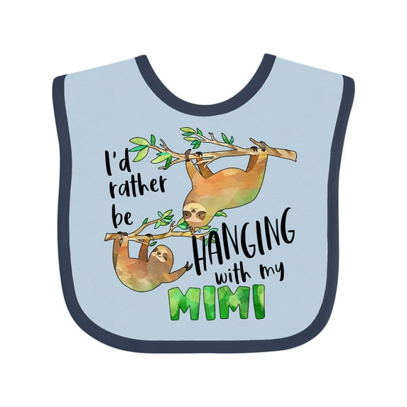 Inktastic Id Rather Be Hanging with My Mimi Cute Sloths Boys or Girls Baby Bib