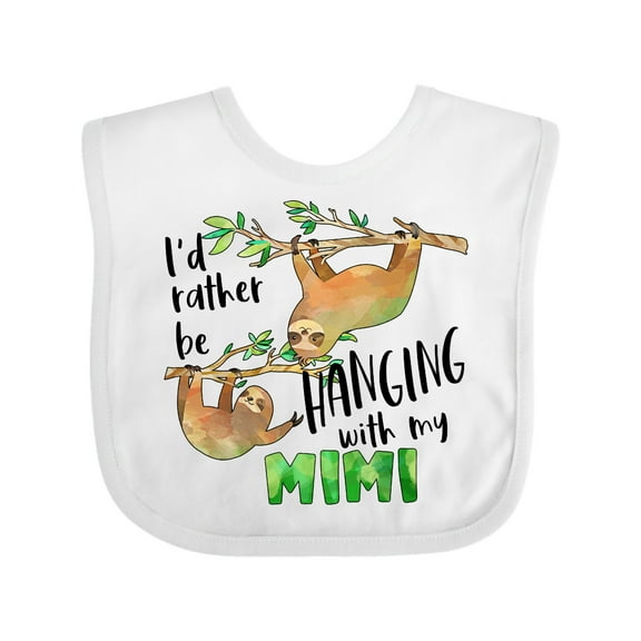 Inktastic Id Rather Be Hanging with My Mimi Cute Sloths Boys or Girls Baby Bib
