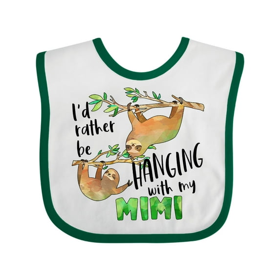 Inktastic Id Rather Be Hanging with My Mimi Cute Sloths Boys or Girls Baby Bib