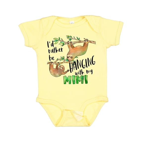 Inktastic Id Rather Be Hanging with My Mimi Cute Sloths Boys or Girls Baby Bodysuit