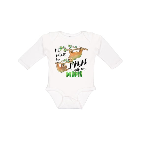 Inktastic Id Rather Be Hanging with My Mimi Cute Sloths Boys or Girls Long Sleeve Baby Bodysuit