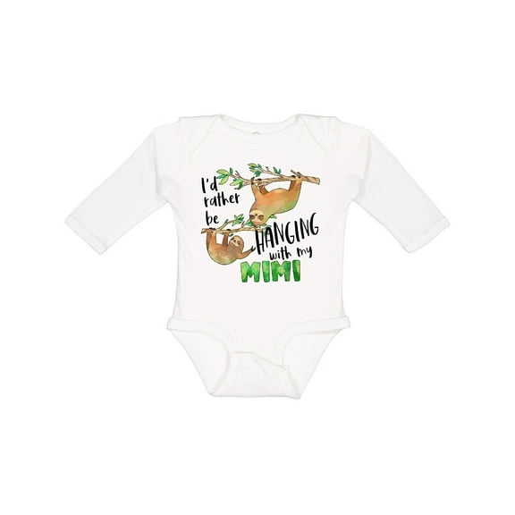 Inktastic Id Rather Be Hanging with My Mimi Cute Sloths Boys or Girls Long Sleeve Baby Bodysuit