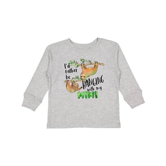 Inktastic Id Rather Be Hanging with my Mimi- Cute Sloths Boys or Girls Long Sleeve Toddler T-Shirt