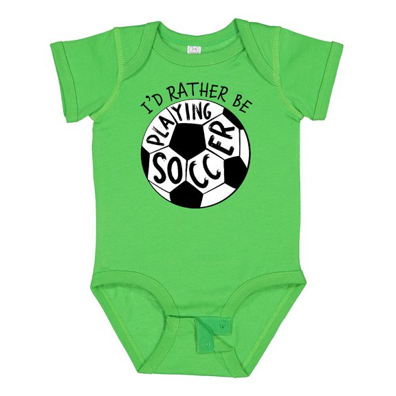 Inktastic Id Rather Be Playing Soccer Boys or Girls Baby Bodysuit