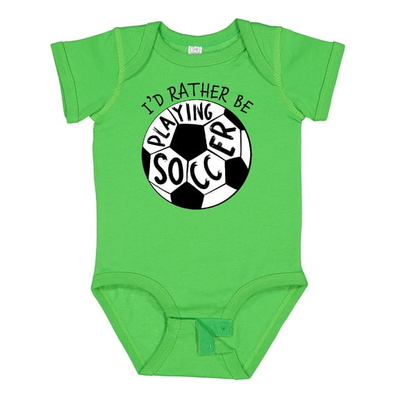 Inktastic Id Rather Be Playing Soccer Boys or Girls Baby Bodysuit