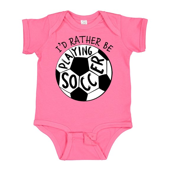 Inktastic Id Rather Be Playing Soccer Boys or Girls Baby Bodysuit