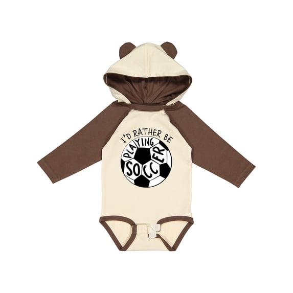 Inktastic Id Rather Be Playing Soccer Boys or Girls Long Sleeve Baby Bodysuit