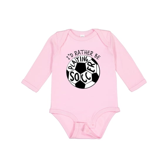 Inktastic Id Rather Be Playing Soccer Boys or Girls Long Sleeve Baby Bodysuit