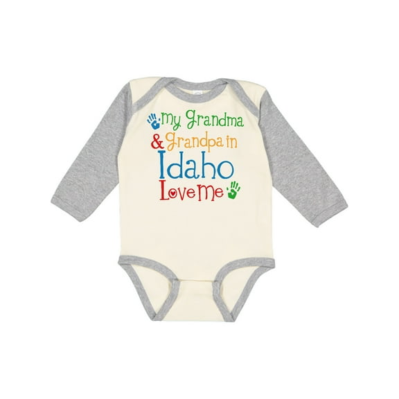 Inktastic Idaho Grandma Grandpa Loves Me Boys or Girls Long Sleeve Baby Bodysuit