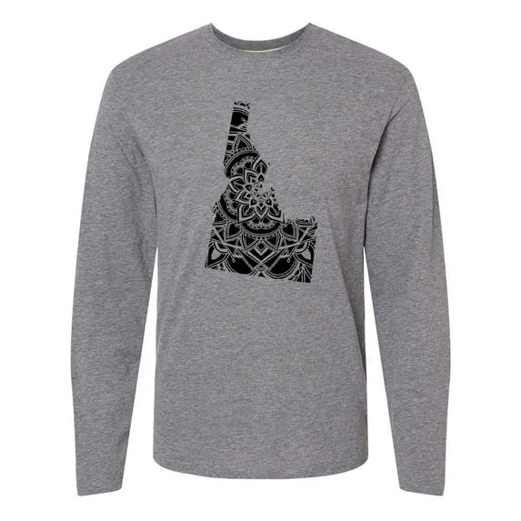 Inktastic Idaho Silhouette Mandala Long Sleeve T-Shirt