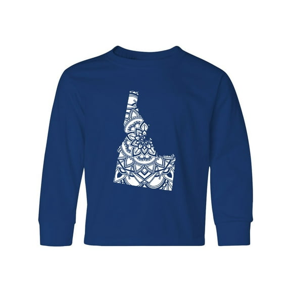 Inktastic Idaho Silhouette Mandala Long Sleeve Youth T-Shirt