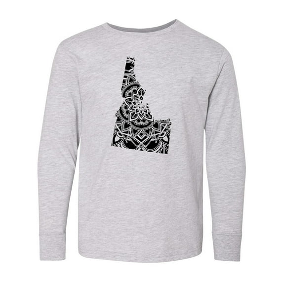 Inktastic Idaho Silhouette Mandala Long Sleeve Youth T-Shirt