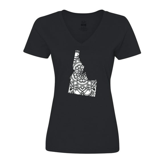 Inktastic Idaho Silhouette Mandala Women's V-Neck T-Shirt