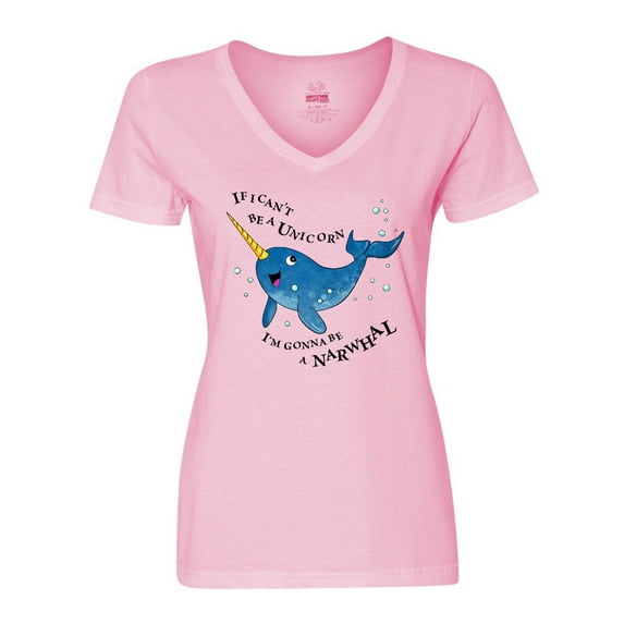 Inktastic If I Can't Be a Unicorn, I'm Gonna Be a Narwhal Women's V-Neck T-Shirt