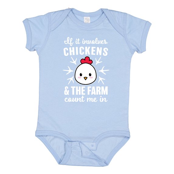 Inktastic If It Involves Chickens & The Farm Count me in Boys or Girls Baby Bodysuit