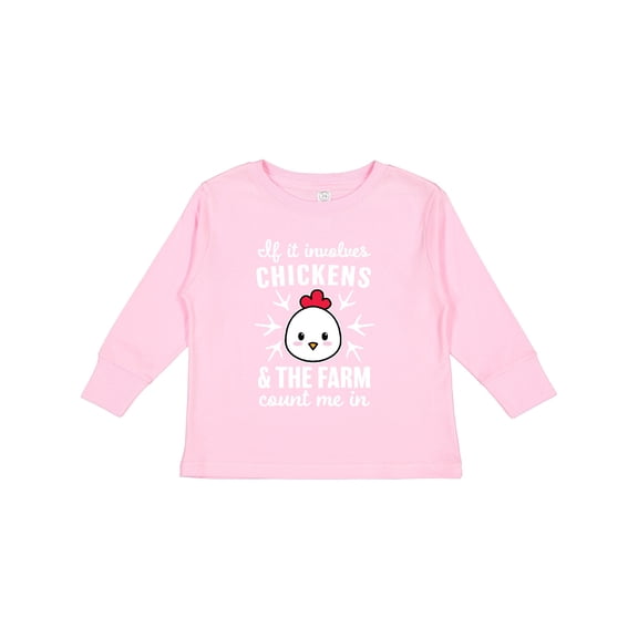 Inktastic If It Involves Chickens & The Farm Count me in Boys or Girls Long Sleeve Toddler T-Shirt