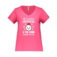 thumbnail image 1 of Inktastic If It Involves Chickens & The Farm Count me in Women's Plus Size V-Neck T-Shirt, 1 of 4