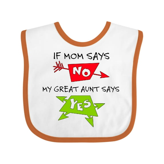Inktastic If Mom Says No, My Great Aunt Says Yes Boys or Girls Baby Bib