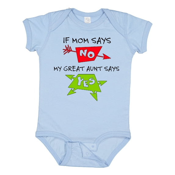 Inktastic If Mom Says No, My Great Aunt Says Yes Boys or Girls Baby Bodysuit