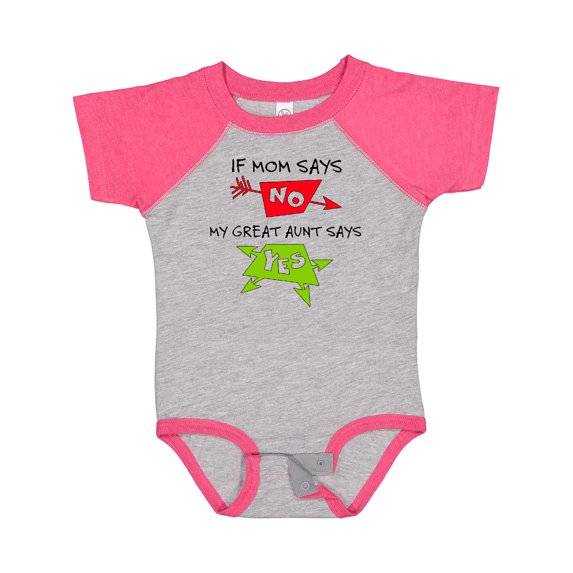 Inktastic If Mom Says No, My Great Aunt Says Yes Boys or Girls Baby Bodysuit