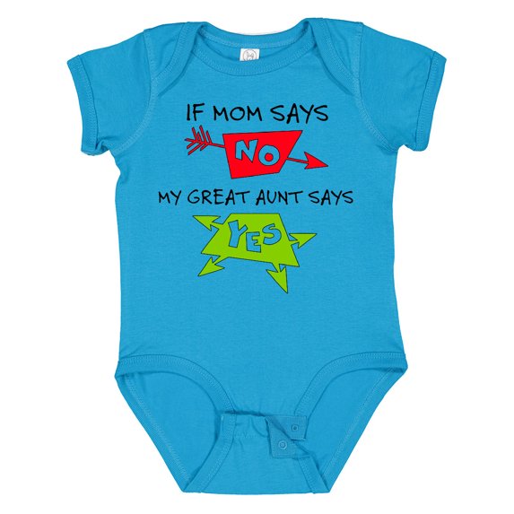 Inktastic If Mom Says No, My Great Aunt Says Yes Boys or Girls Baby Bodysuit