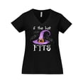 thumbnail image 1 of Inktastic If the Hat Fits Halloween Witch Hat and Bats Women's Plus Size V-Neck T-Shirt, 1 of 5