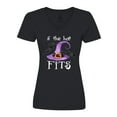 thumbnail image 1 of Inktastic If the Hat Fits Halloween Witch Hat and Bats Women's V-Neck T-Shirt, 1 of 5