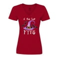 thumbnail image 1 of Inktastic If the Hat Fits Halloween Witch Hat and Bats Women's V-Neck T-Shirt, 1 of 5