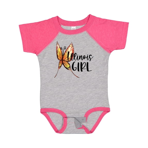 Inktastic Illinois Girl- Butterfly Girls Baby Bodysuit