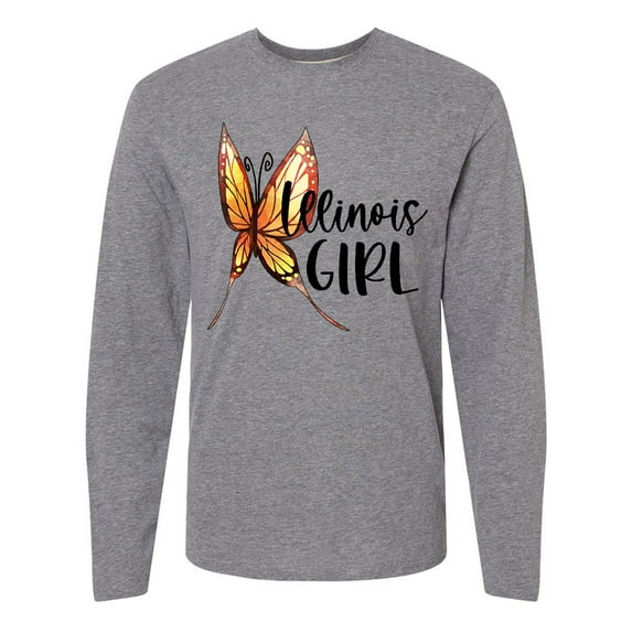 Inktastic Illinois Girl- Butterfly Long Sleeve T-Shirt