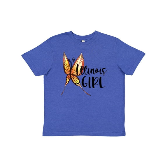 Inktastic Illinois Girl Butterfly Youth T-Shirt