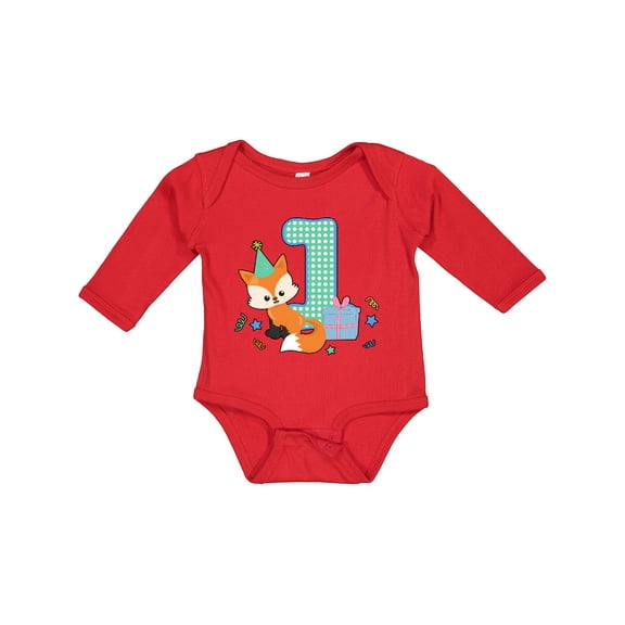 Inktastic Im 1 Years Old With Fox Boys or Girls Long Sleeve Baby Bodysuit