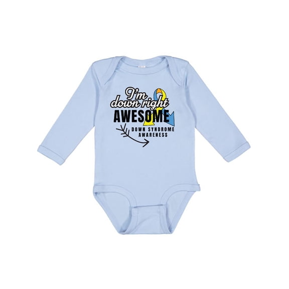 Inktastic Im Down Right Awesome Down Syndrome Awareness with Arrow Boys or Girls Long Sleeve Baby Bodysuit
