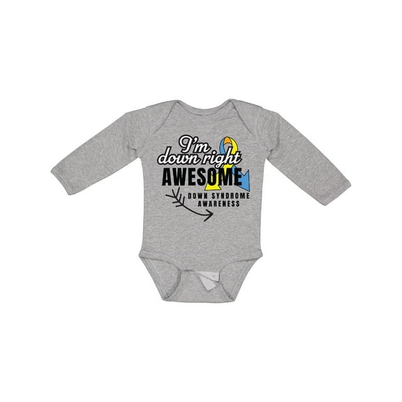 Inktastic Im Down Right Awesome Down Syndrome Awareness with Arrow Boys or Girls Long Sleeve Baby Bodysuit