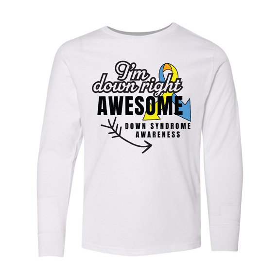 Inktastic Im Down Right Awesome Down Syndrome Awareness with Arrow Long Sleeve Youth T-Shirt