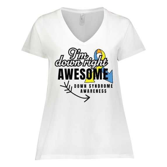 Inktastic Im Down Right Awesome Down Syndrome Awareness with Arrow Women's Plus Size V-Neck T-Shirt