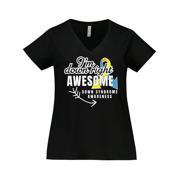 Inktastic Im Down Right Awesome Down Syndrome Awareness with Arrow Women's Plus Size V-Neck T-Shirt